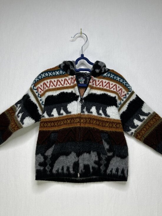 Alpaca Llama Wool Full Zip Hooded Baby/todder Size 0 Sweater Jacket Ecuador - Picture 1 of 6